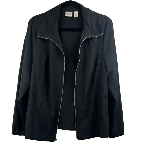 Chico's Weekends Jacket Large Solid Black Lightweight Vented Full Zip Pockets - Picture 4 of 10